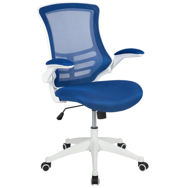 Flash Furniture Mesh Mid-Back Swivel Task Chair With Flip-Up Arms, Blue/White