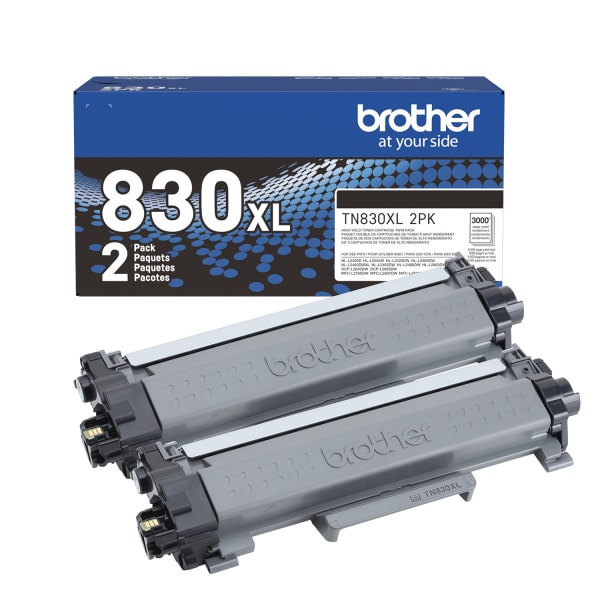 Brother Genuine TN830XL2PK Black High Yield Toner Cartridges, Pack Of 2