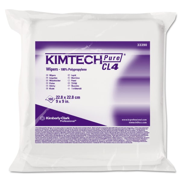 Kimtech W4 Critical Task Wipers, Flat Double Bag, 3-Ply, 9 x 9, Unscented, White, 100/Bag, 5 Bags/Carton