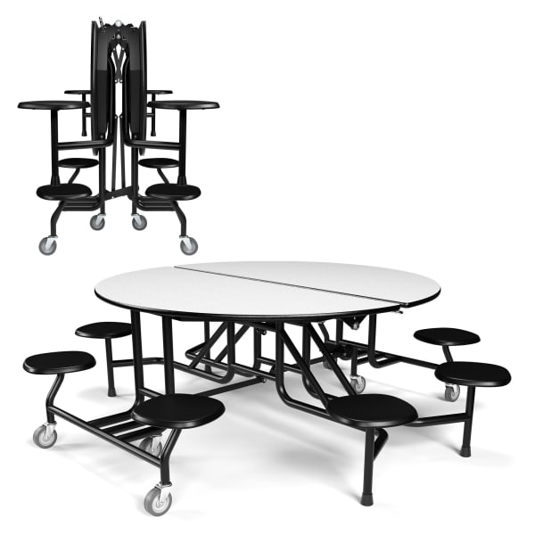 Palmer Hamilton 59T Round Mobile Cafeteria Table, 29in x 83in, Gray Glace