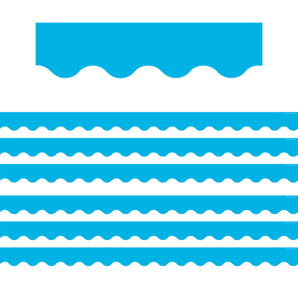 Teacher Created Resources Scalloped Border Trim Packs, 35', Aqua, Set Of 6 Packs