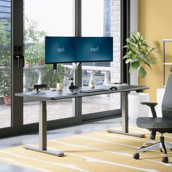 VARI Electric Standing Desk With ComfortEdge, 72inW, Black
