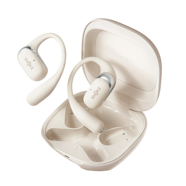 Shokz OpenFit 2 True Wireless Bluetooth Open-Ear Earbuds with Microphone & Charging Case, Beige
