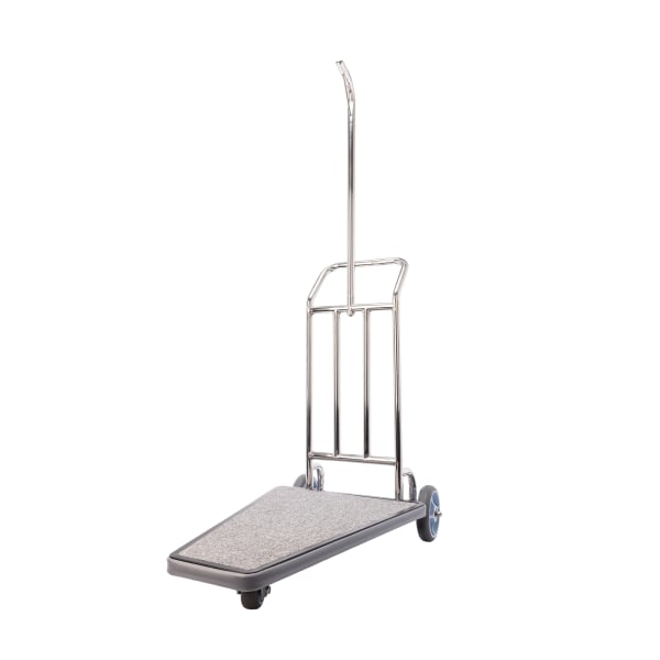 Hospitality 1 Source Compact Luggage Carrier Bellmans Cart, 73inH x 43inW x 25inD, Gray Carpet/Silver