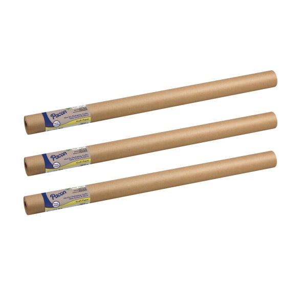 Pacon Heavyweight Kraft Rolls, Natural Kraft, 30in x 30ft, Pack Of 3 Rolls