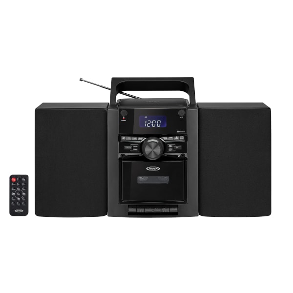 JENSEN Bluetooth CD-785 Portable CD Music System With Cassette Player And AM/FM Radio, Medium, Black