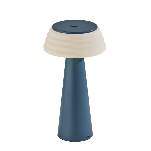 Adesso Jacky Cordless LED Indoor/Outdoor Table Lamp, 12-1/2inH, White Shade/Dusty Blue Base