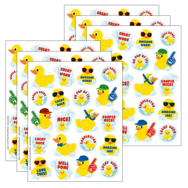 Eureka Scented Stickers, Rubber Duckies Bubblebath, 80 Stickers Per Pack, Bundle Of 6 Packs