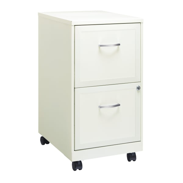 Realspace 18inD SOHO Vertical Letter-Size Mobile File Cabinet, 2 Drawers, Pearl White