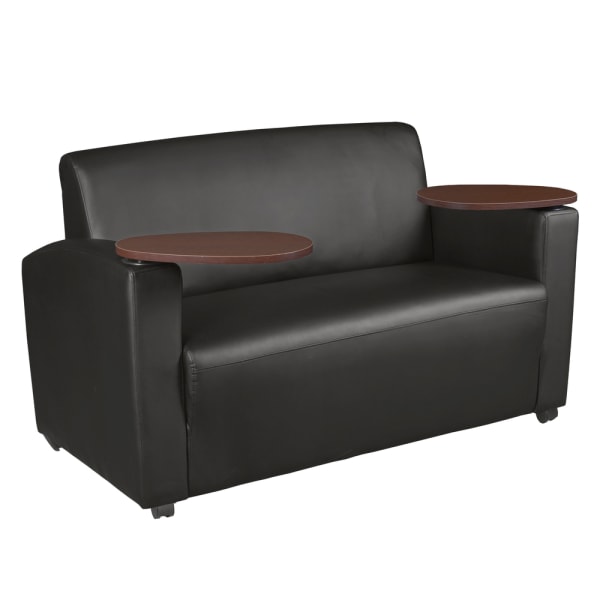 Regency Supernova Loveseat With Tablet Arm, 33inH x 56inW x 29inD, Black