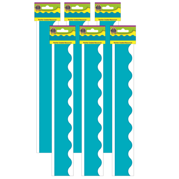 Teacher Created Resources Scalloped Border Trim Packs, 35', Teal, Set Of 6 Packs
