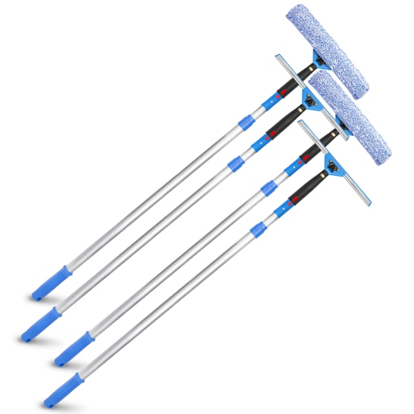 Gritt Commercial Pro Window Washing Kit With Squeegee, Washer And Telescopic Pole, 14in Squeegee And Washer/6ft Pole, Multicolor, Pack Of 2 Kits