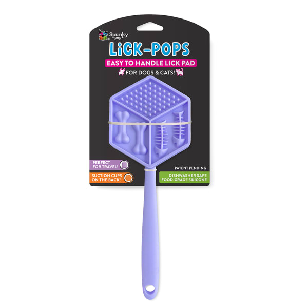Spunky Pup Lick Pop Pad, Hexagon, 7-15/16in x 5-7/16in, Purple