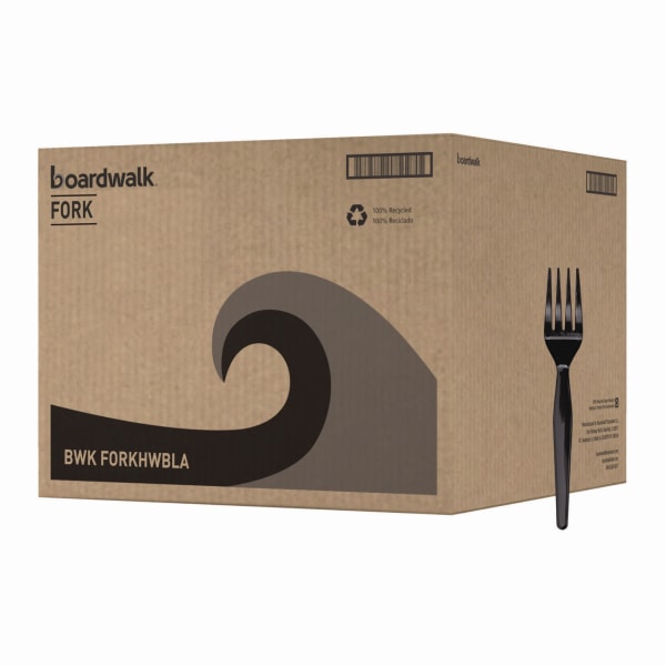 Boardwalk Heavyweight Polystyrene Cutlery, Fork, 6-3/4in, Black, Carton Of 1,000 Pieces