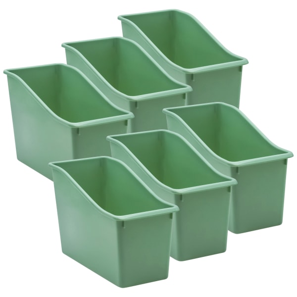 Teacher Created Resources Plastic Book Bins, 7-1/2inH x 11-3/8inW x 5-1/2inD, Eucalyptus Green, Pack Of 6 Bins