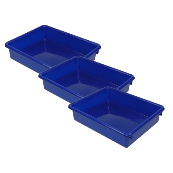 Romanoff Products Stowaway Letter Trays, 3inH x 10-1/2inW x 13inD, Blue, Pack Of 3 Trays