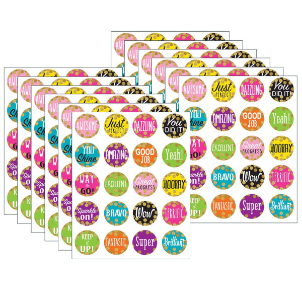 Teacher Created Resources Stickers, Confetti, 120 Stickers Per Pack, Set Of 12 Packs