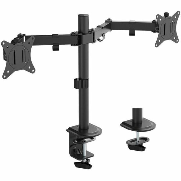 SIIG Articulating Dual Monitor Desk Mount - 13in to 27in - Height Adjustable - 2 Display(s) Supported - 13in to 27in Screen Support - 22 lb Load Capacity - 75 x 75, 100 x 100 - VESA Mount Compatible - Steel, Cable Management, C-Clamp, and Grommet