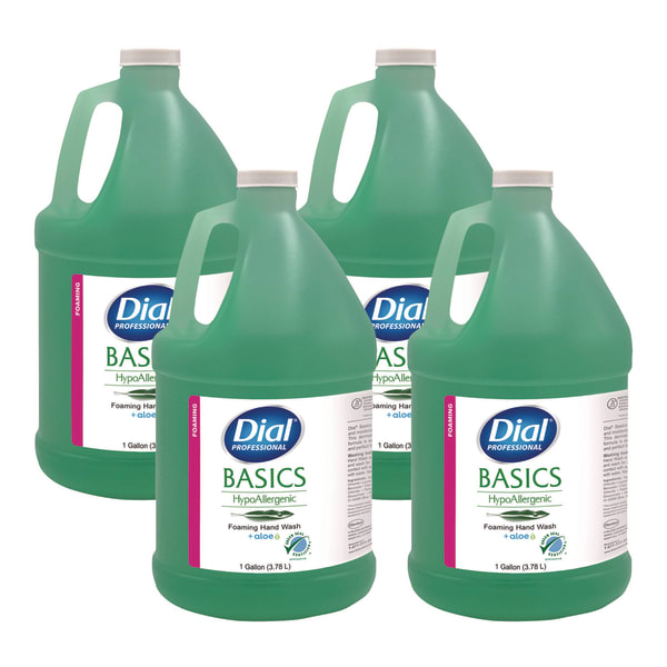 Dial Basics Hypoallergenic Hand Wash, Honeysuckle Scent, 1 gal, 4/Carton