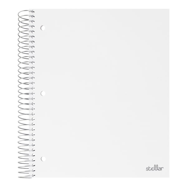 Office Depot Brand Stellar Poly Notebook, 8in x 10-1/2in, 3 Subject, Wide Ruled, 150 Sheets, White
