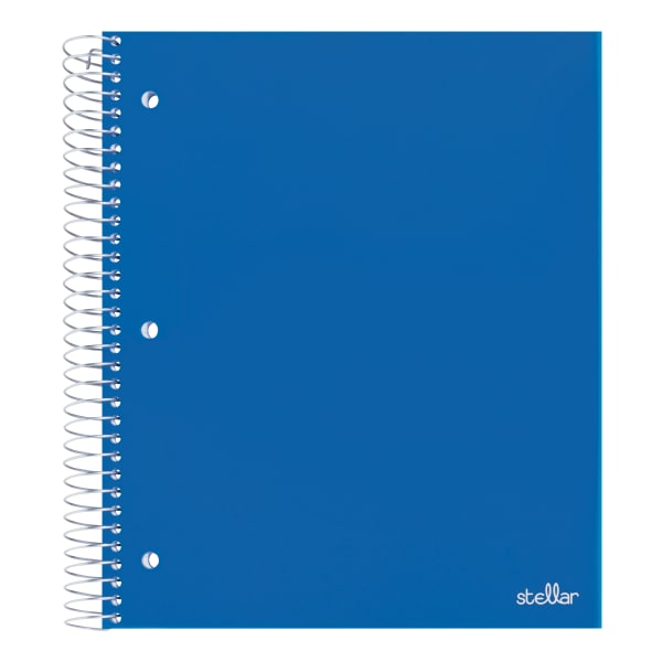 Office Depot Brand Stellar Poly Notebook, 8-1/2in x 10-1/2in, 3 Subject, Wide Ruled, 150 Sheets, Blue