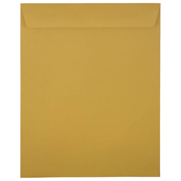 JAM Paper Open-End Envelopes, 11-1/2in x 14-1/2in, Gummed Seal, Brown Kraft, Pack Of 50 Envelopes