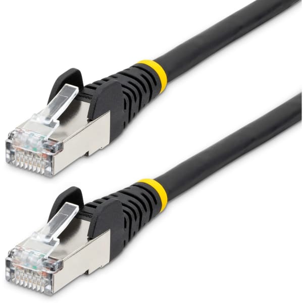 StarTech.com 5ft CAT6a Ethernet Cable, Black Low Smoke Zero Halogen (LSZH) 10 GbE 100W PoE S/FTP Snagless RJ-45 Network Patch Cord - 5ft Black Low Smoke Zero Halogen (LSZH) Shielded CAT6A Ethernet Cable - 10GbE Multi Gigabit 1/2.5/5/10Gbps