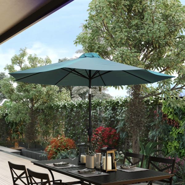 Flash Furniture Kona Round Umbrella With 1-1/2in Aluminum Pole, 96-1/2inH x 104-1/2inW x 104-1/2inD, Teal