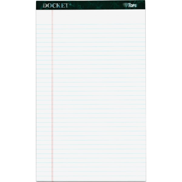 TOPS Docket Letrr-Trim Legal Pads, 8.5in x 14in, Legal Ruled, 50 Sheets, Green Marble, Pack Of 12