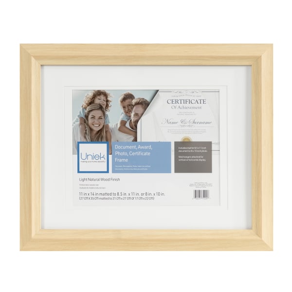 Uniek Zahra Photo/Document Picture Frame, 13 5/16in x 16 5/16in With Mat, Light Natural