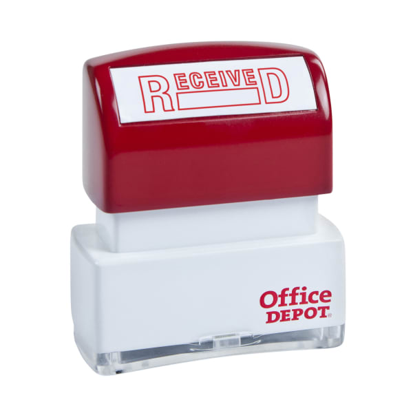 Office Depot Brand Pre-Inked Message Stamp, "Received", Red