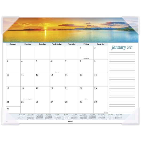 AT-A-GLANCE 2027 Panoramic Seascape Monthly Desk Pad, Standard, 21 3/4in x 17in