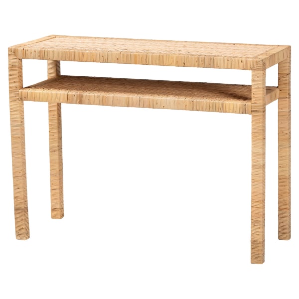 bali & pari Kalimantan Rattan And Acacia Wood Console Table, 29-1/2inH x 39-7/16inW x 15-7/16inD, Light Honey