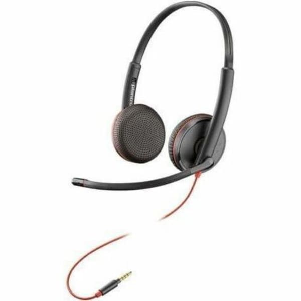 Poly Blackwire C3225 3.5mm Top Stereo Wired Headphones, On-Ear, Over-The-Head, Binaural, Supra-aural, Black