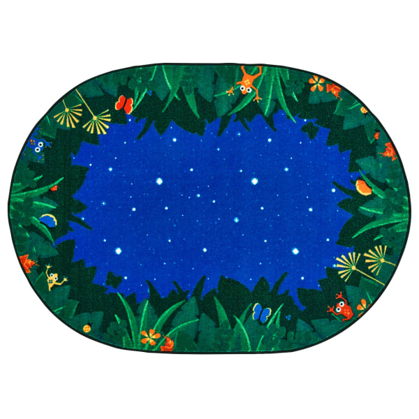 Carpets For Kids Premium Collection Peaceful Tropical Night Activity Rug, 6' x 9', Blue