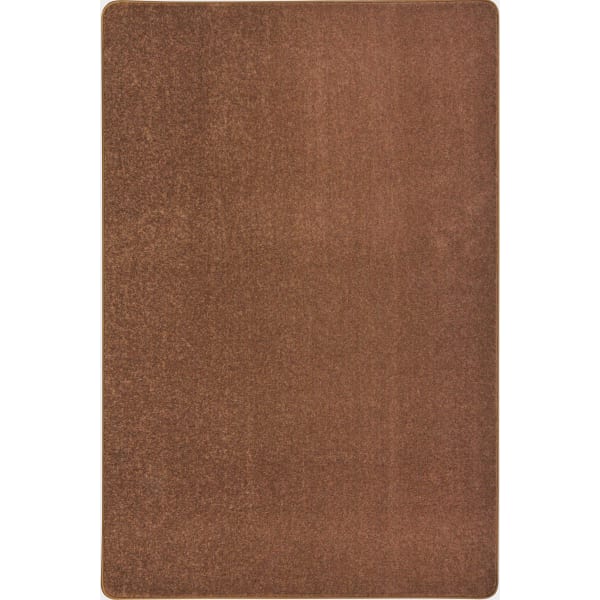 Joy Carpets Kid Essentials Solid Color Rectangle Area Rug, Endurance, 4ft x 6ft, Brown