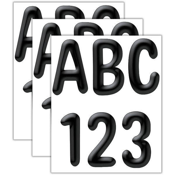 Eureka 4in Deco Letters, Color My World Solid Black, 180 Letters Per Pack, Set Of 3 Packs