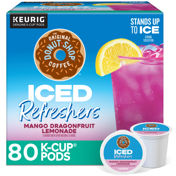 The Original Donut Shop Iced Refreshers Keurig Single Serve K-Cup Pods, Mango Dragonfruit Lemonade, 20 Pods Per Pack, Case Of 4 Packs