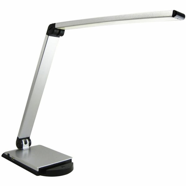 Lorell LED USB Smart Device Station Task Light, Dimmable, Silver