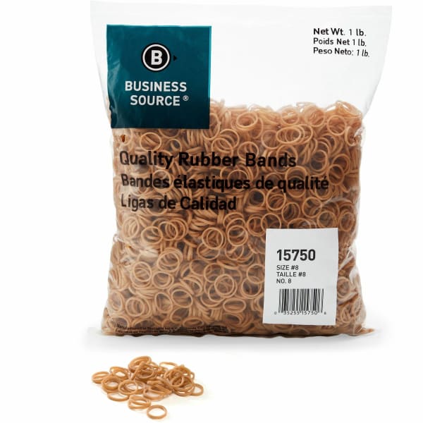 Business Source Quality Rubber Bands - Size: #8 - 0.9in Length x 0.1in Width - Sustainable - Rubber - Crepe - 5200 / Pack