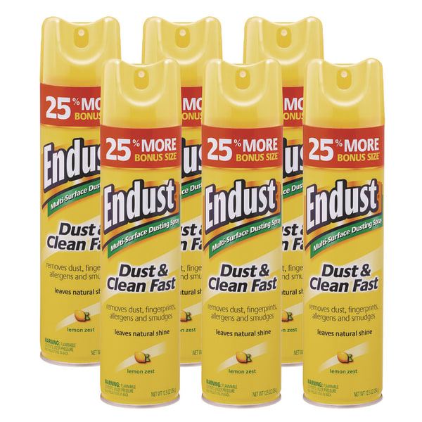 Diversey Endust Multi-Surface Dusting and Cleaning Spray, Lemon Zest, 12.5 oz Aerosol Spray, 6/Carton
