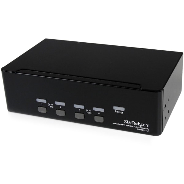 StarTech.com 4-Port Dual KVM Switch with Audio for DVI Computers - Built-in USB Hub (SV431DD2DUA) - KVM/audio/USB switch - SV431DD2DUA