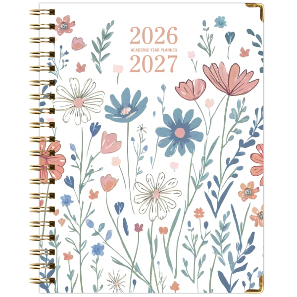 Excello Brands 2026-2027 14-Month Academic Hardcover Weekly/Monthly Fashion Planner, 8-1/2in x 11in, Colorful Botanicals, May-June, RAY278511FC30