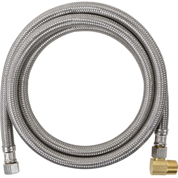 Certified Appliance Accessories Braided Stainless Steel Dishwasher Connector with MIP Elbow - 72in - Stainless Steel, Gold, Silver - Stainless Steel, Vinyl, Polyvinyl Chloride (PVC), Polyester, Brass