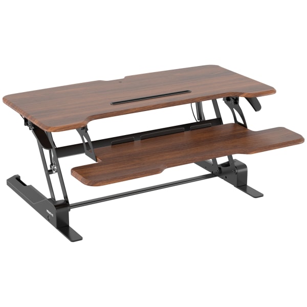 Mount-It! 38inW Standing Desk Converter With Adjustable Height, Brown