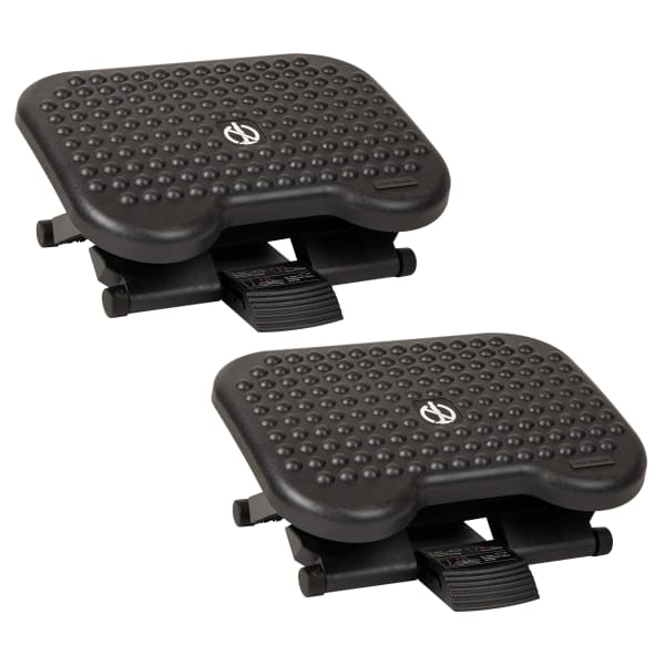 Mind Reader Adjustable Ergonomic Under Desk Foot Rest, Plastic, 6-1/4inH x 13inW x 17inD, Black, Set of 2 Footrests