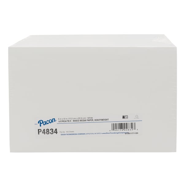 Pacon UCreate Mixed Media Art Paper, Heavyweight, 6in x 9in, White, Pack Of 500 Sheets
