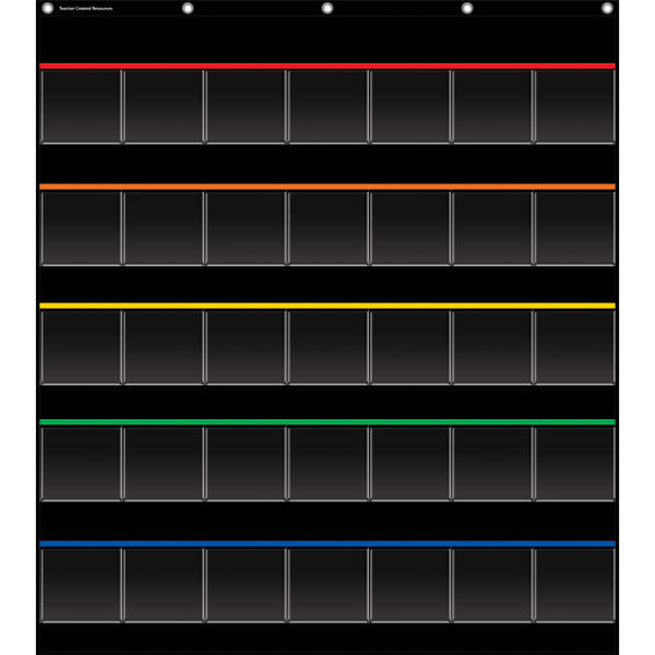 Teacher Created Resources Storage Pocket Chart, 36-1/2inH x 32-1/2inW x 1/2inD,, Black