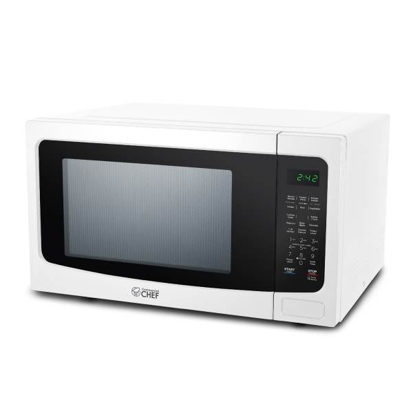Commercial Chef 1.6 Cu Ft Countertop Microwave Oven, 12-15/16inH x 18-15/16inW x 19-1/2inD, White