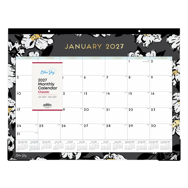 2027 Blue Sky Baccara Dark Monthly Desk Pad Planning Calendar, 22x17, 0%, Baccara Dark, Jan-Dec, RY27